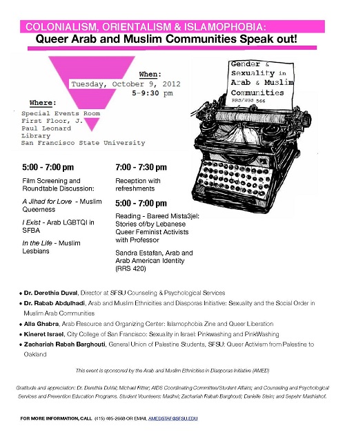 Information for "Queer Arab and Muslim Communities Speak out!" Event