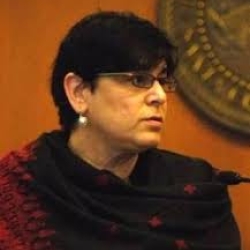 Rabab Abdulhad looking at another direction